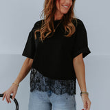 DAVINA BLACK LACE T-SHIRT