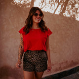 BROWN LEOPARD SHORT 503