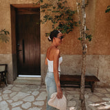 CLARO WHITE EMBROIDERED BUSTIER TOP