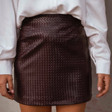 ADALEE BURGUNDY WOVEN SKIRT