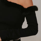 LET'S PARTY BLACK ONE SHOULDER TOP