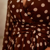SKYE BROWN POLKADOTS DRESS