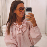 NATASHA LIGHT PINK CHECKERED BLOUSE