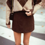 GLASGOW BROWN SUEDE SKIRT C2522-CH-1