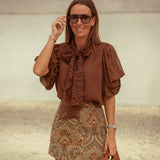 HARLOW KHAKI/BROWN PRINT SKIRT