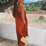MARISOL TERRACOTTA ONE SHOULDER JUMPSUIT