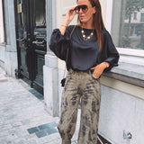 EUGENIE BLACK SATIN BLOUSE