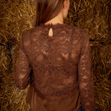 DEMI BROWN LACE BLOUSE