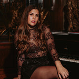 HO HO HOLIDAY BROWN SEQUIN BLOUSE