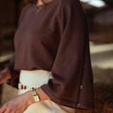 ONYX BROWN BUTTON SWEATER