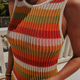 NUMA MULTICOLOR STRIPED CROCHET DRESS