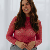 KYENNA CORAL LACE LONGSLEEVE TOP