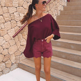ROMERO BURGUNDY TETRA BLOUSE