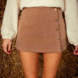 PRE -ORDER ELVENA BEIGE SUEDE SKORT