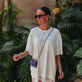 DALIASA WHITE T-SHIRT DRESS WITH TOUCH OF LACE