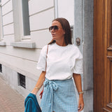 CORALIE LIGHT BLUE CHECKERED SKORT