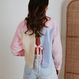 FEMKE PASTEL STRIPED OPEN BACK BLOUSE