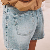 RHINESTONE BLUE DENIM SHORT ST1104