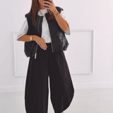 GEMMA BLACK LEATHER SLEEVELESS JACKET