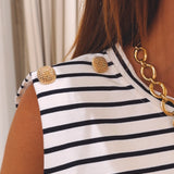SASKIA WHITE STRIPED TOP