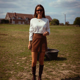 SUNSETRIDGE CAMEL SUEDE SKIRT