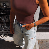 HONEY BROWN OPEN BACK TOP