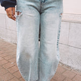 BLUE CUT-OUT BALLOON JEANS A5157