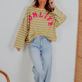 MOMLIFE YELLOW/GREY STRIPED SWEATER