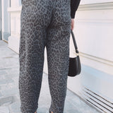 DARK GREY LEOPARD BALLOON JEANS 9328