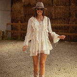 THELMA ECRU RUFFLE DRESS