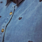 RODEO ROMANCE BLUE HEART DENIM BLOUSE