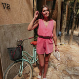 RAQUEL PINK DENIM PLAYSUIT
