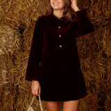 HOLLIS BORDEAUX VELVET DRESS