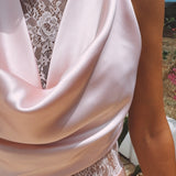 MIJAS LIGHT PINK LACE SATIN DRESS