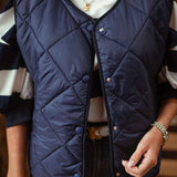 ELVINA DARK BLUE SLEEVELESS JACKET