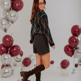 ANIKA DARK GREY SPARKLE BELT SHORT