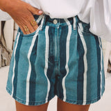 VAYANA BLUE DENIM STRIPED SHORT