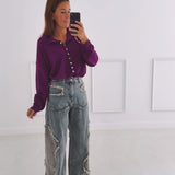 AVALON PURPLE BUTTON PULLOVER