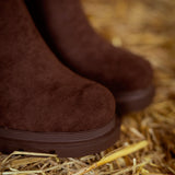 MADELEINE BROWN SUEDE HEEL BOOTS