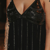 SECRET SHINE BLACK SEQUIN TOP