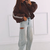 NOELIE BROWN PUFFER ZIP JACKET