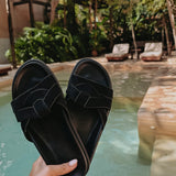 NOELIA BLACK SUEDE SLIPPERS