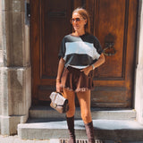ROWENA KHAKI STRIPED T-SHIRT