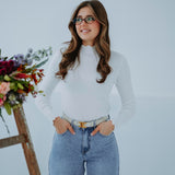 EUPHORIA WHITE RUFFLE LONGSLEEVE TOP