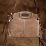 WILD FRINGE TAUPE SUEDE BAG