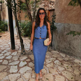 ESTEFANIA BLUE LINEN TWO-PIECE SET