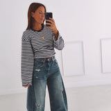 DELANEY DARK BLUE/ECRU STRIPED LONGSLEEVE SHIRT