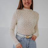 KYENNA ECRU LACE LONGSLEEVE TOP