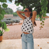 ESTEPONA ECRU POLKADOTS HALTER TOP