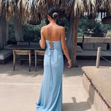 PALMIRA BLUE BUSTIER DRESS